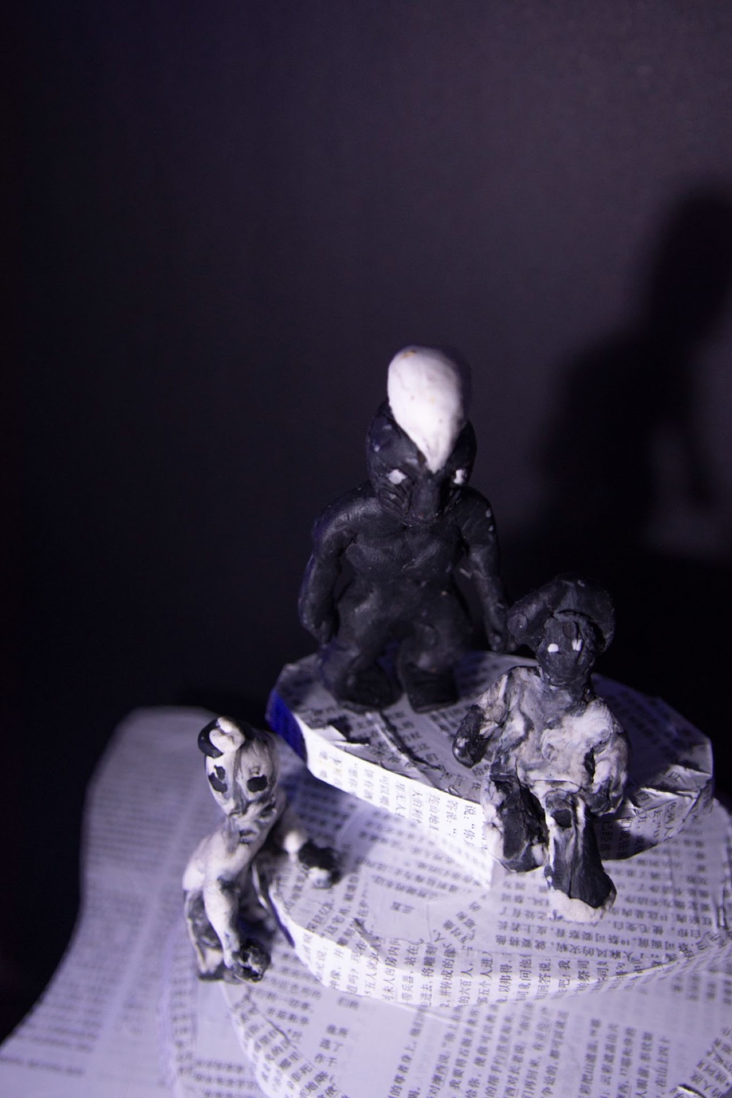 Small handmade Home-Family figures with cast shadow