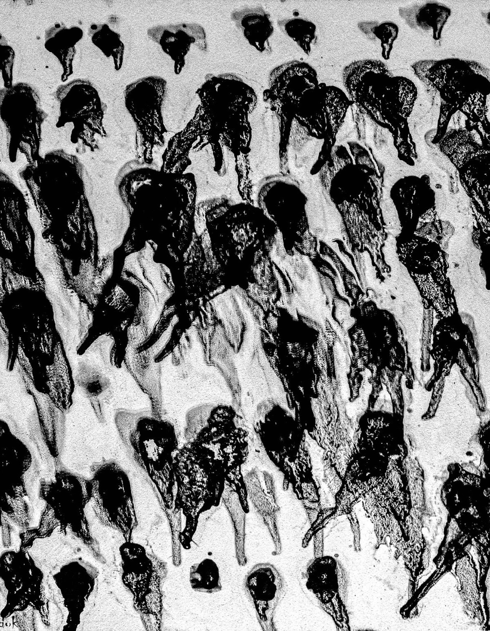 Black ink-like repeated marks